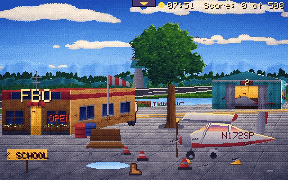 A ramp scene at Spielburg Regional with a Cessna and the FBO