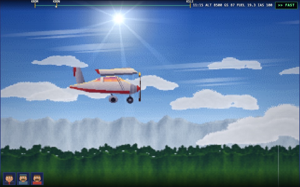 A good day over the Cascades in GO / NO-GO: the open-sky flight, with sun, cirrus and cumulus